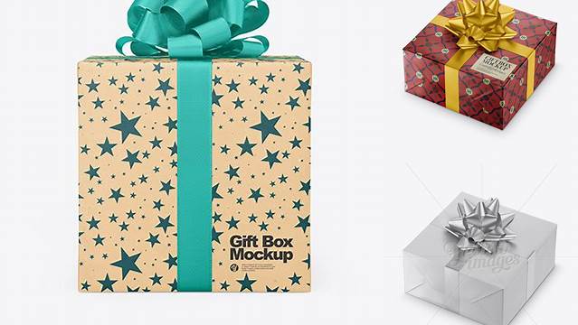 6744+ Matte Gift Box with Metallic Bow PSD Mockup Professional Photoshop Design Freebie