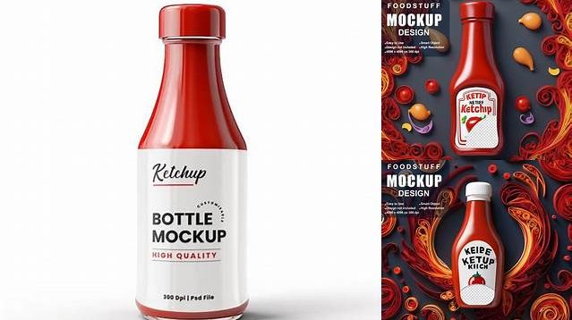 6747+ 1kg Ketchup Bottle PSD Mockup High-Resolution Graphic