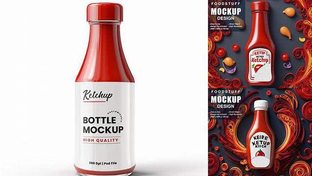 6747+ 1kg Ketchup Bottle PSD Mockup High-Resolution Graphic