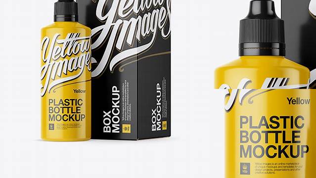 6751+ Glossy Plastic Bottle With Carton Box & Case PSD Mockup Exclusive Layered PSD Mockup