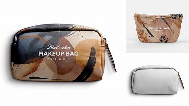 6755+ Glossy Cosmetic Bag PSD Mockup Half Side View Premium Quality PSD Freebie