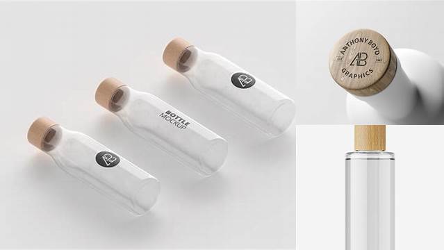 6756+ Frosted Glass Bottle with Open Wooden Cap PSD Mockup Exclusive Layered PSD Mockup