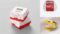 6756+ Paper Burger Box PSD Mockup Front View High-Angle Shot Versatile Photoshop File