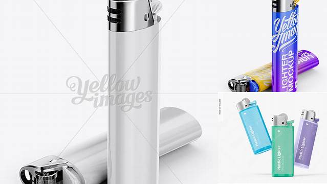 6756+ Two Plastic Lighters PSD Mockup Half-Side View Editable Design PSD File