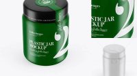 6757+ 250ml Matte Plastic Jar With Seal Sticker PSD Mockup High-Angle Shot Download Premium PSD Resource