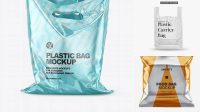 6757+ Metallic Plastic Carrier Bag PSD Mockup Custom Design Freebie PSD