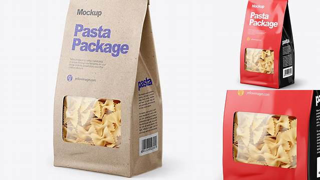 6759+ Kraft Bag with Farfalle Pasta PSD Mockup Half Side View Smart Design Template Free