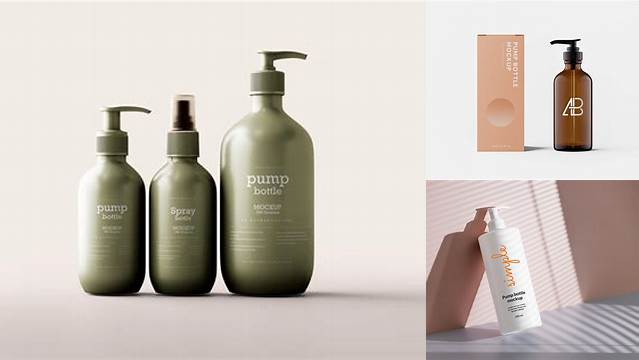 6760+ Matte Cream Bottle with Pump PSD Mockup Front View Layered PSD File Free Download