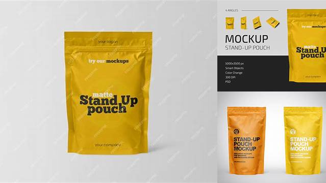 6761+ Matte Stand-Up Pouch with Zipper PSD Mockup Front View Download Professional PSD