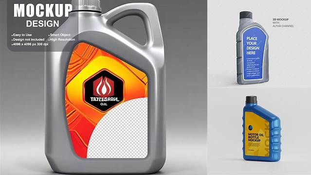 6772+ Engine Oil Bottle Mockup High-Quality Editable PSD