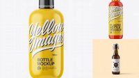 6773+ Glossy Plastic Bottle with Yellow Drink PSD Mockup Professional Quality Freebie PSD File