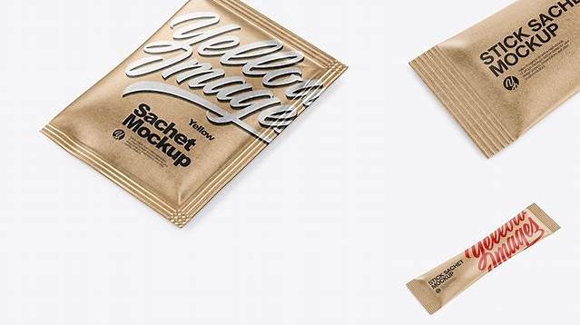 6777+ Kraft Sachet PSD Mockup Half Side View Customizable PSD Templates