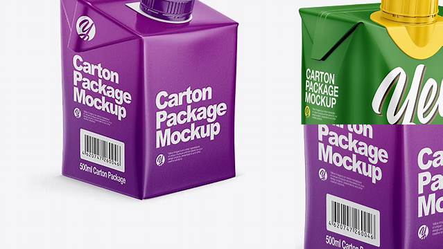 6781+ 500ml Carton Box PSD Mockup Half Side View Creative Layered Design File