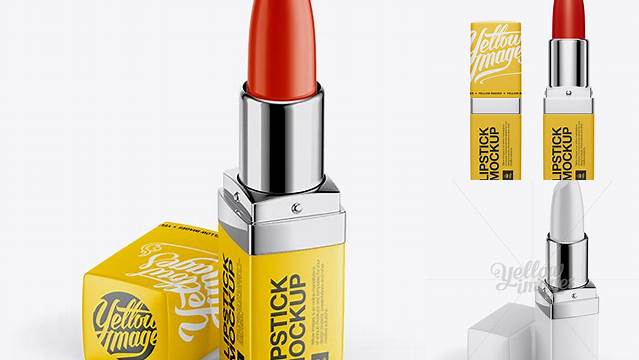 6782+ Lipstick Square Tube PSD Mockup Half-Side View High-Quality Design Free PSD