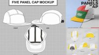 6785+ 5 Panel Cap Mockup Customizable Design Files