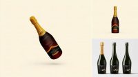 6786+ Matte Champagne Bottle PSD Mockup Front View Free Design Resource