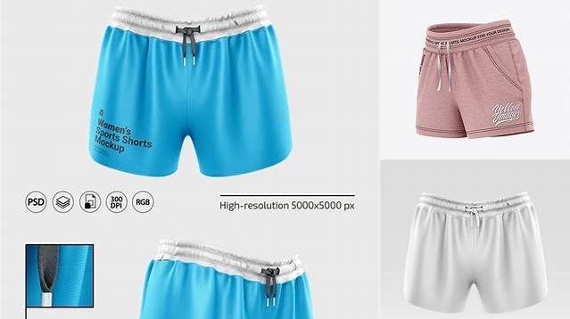 6787+ Women's Heather Sport Shorts PSD Mockup Back Half Side View Free PSD for Designers