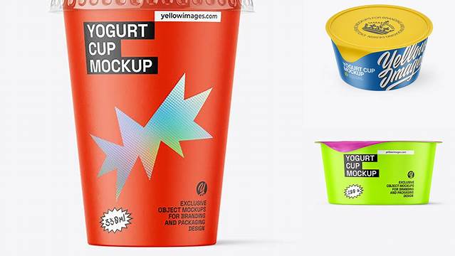 679+ Matte Yogurt Cup PSD Mockup High Angle Shot Custom Mockup Graphic Design