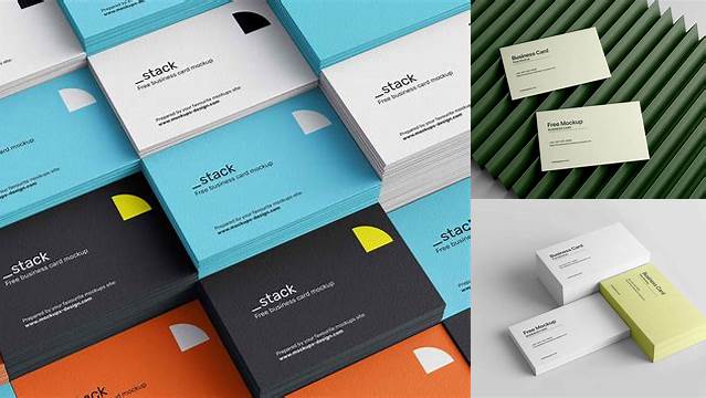 6792+ Textured Business Cards Stack PSD Mockup Half Side View Download Professional PSD