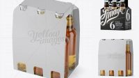 6792+ White Paper 6 Pack Beer Bottle Carrier PSD Mockup Halfside View High-Angle Shot Free Editable Photoshop Template