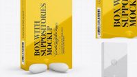 6795+ Glossy Box With Suppositories PSD Mockup Half Side view Versatile and Modern PSD Mockup