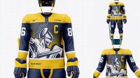 6798+ Men’s Full Ice Hockey Kit PSD Mockup Front View Elegant High-Resolution Design File