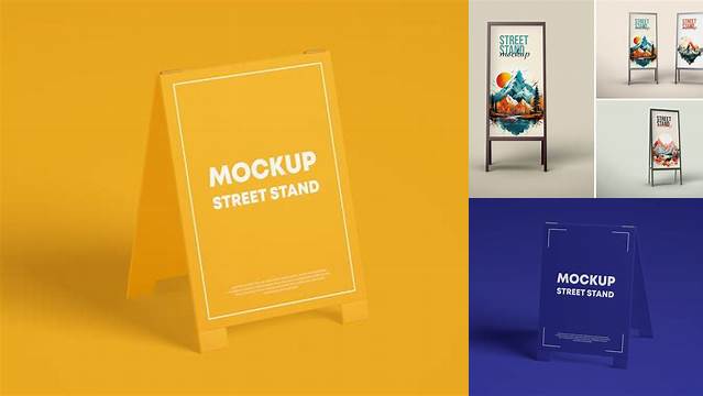 680+ Glossy Street Stand PSD Mockup Creative Layered Mockup Freebie