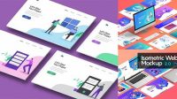 680+ Isometric Website Mockup Stylish Free PSD