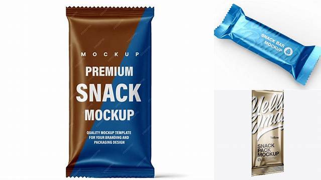 6812+ Metallic Snack Bar PSD Mockup Half Side View Free Premium Photoshop Template Download