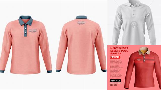 6812+ Polo Shirt Long Sleeve Mockup Customizable PSD