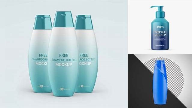 6815+ Clear Plastic Bottle with Blue Shampoo PSD Mockup Free PSD for Designers