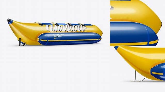 6817+ Glossy Banana Boat PSD Mockup Half Side View Customizable Design Files