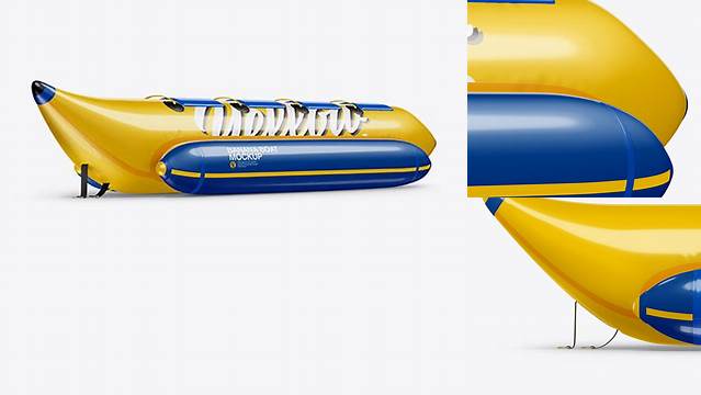 6817+ Glossy Banana Boat PSD Mockup Half Side View Customizable Design Files