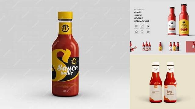 6819+ Glass Tomato Sauce Bottle PSD Mockup Premium Mockup Freebie