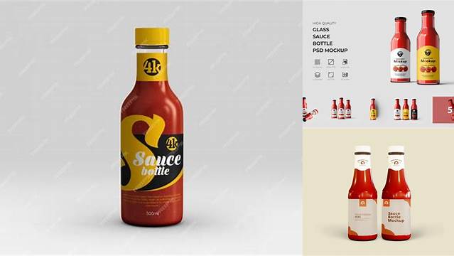 6819+ Glass Tomato Sauce Bottle PSD Mockup Premium Mockup Freebie