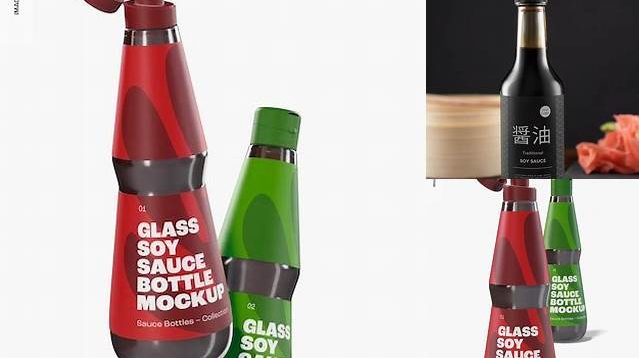 6819+ Light Soy Sauce Glass Bottle PSD Mockup Exclusive and Stylish Design PSD