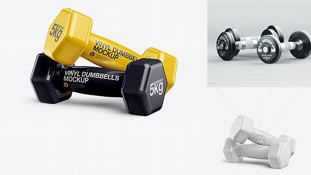 6821+ Glossy Vinyl Coated Dumbbells PSD Mockup Professional Design PSD