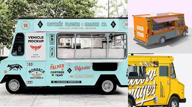 6824+ Foodtruck PSD Mockup Half Side View Free Digital Resource for Designers