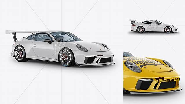 6824+ Porsche 911 GT3 PSD Mockup Half Side View Easy-to-Edit PSD