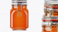 6825+ 900ml Pure Honey Glass Jar with Clamp Lid PSD Mockup Front View Eye-Level Shot Advanced Photoshop Template