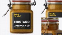 6826+ 100ml Glass Mustard Jar with Clamp Lid PSD Mockup Professional Quality PSD Freebie