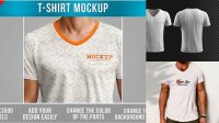 6826+ Men's T-Shirt With V-Neck PSD Mockup Front View Photoshop PSD Free for Designers