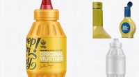 6830+ 9oz Mustard Bottle with Spout Cap PSD Mockup Unique and Creative Free PSD File