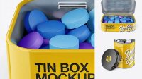 6832+ Opened Glossy Tin Box PSD Mockup High-Angle Shot Creative Design PSD Free Download