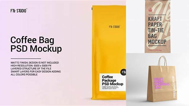 6833+ Kraft Bag with a Tin-Tie PSD Mockup Front View Professional Quality PSD Freebie