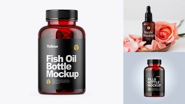 6834+ Blue Bottle with Fish Oil PSD Mockup Free PSD for Creatives