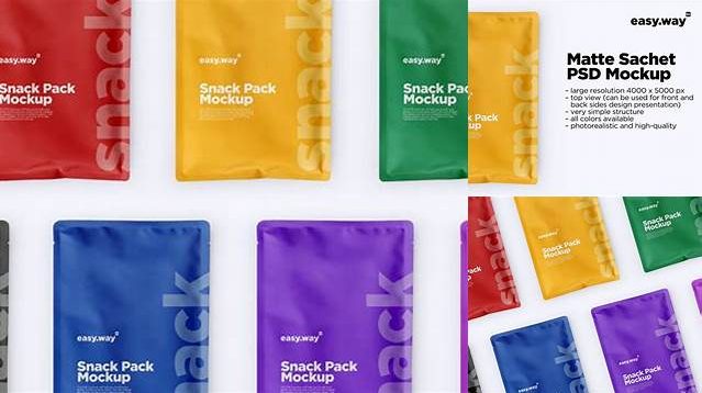 6834+ Matte Sachet PSD Mockup Top View Easy Editable