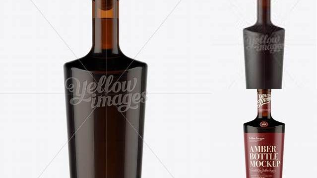 6835+ Matte Amber Bottle with Bung PSD Mockup Front View Digital Download PSD for Free