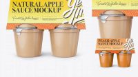 6835+ Peach Apple Sauce 4-6 Oz. Cups PSD Mockup Front View Photoshop Resource Free