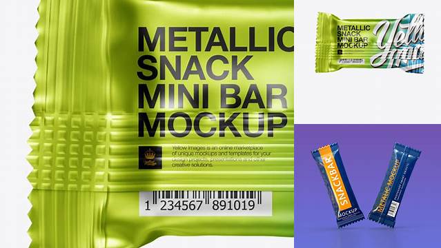 6839+ Small Metallic Snack Bar PSD Mockup Back View Fully Layered PSD Freebie